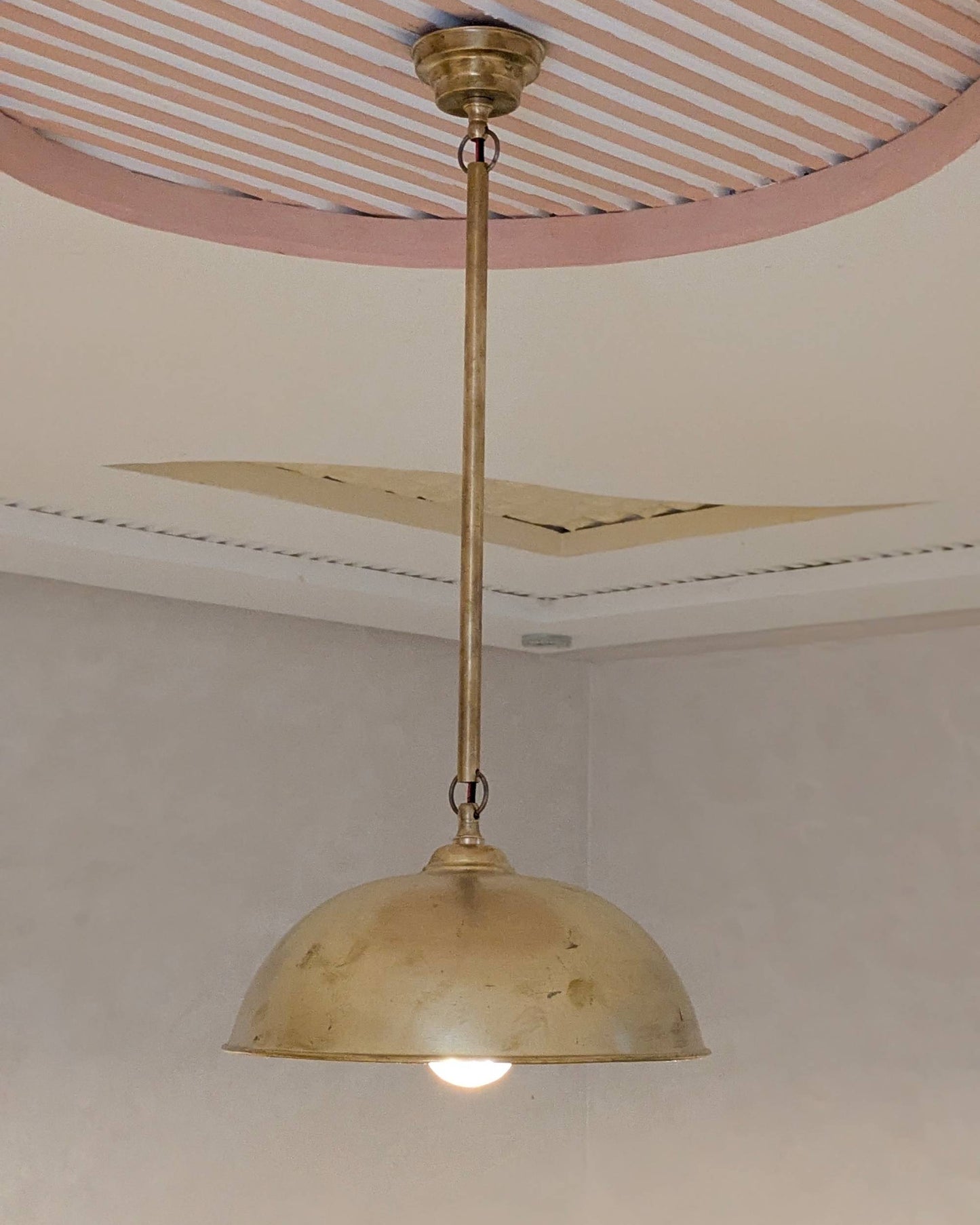 Handmade Brass Pendant Light, Pumphouse Dome Shaped Pendant.