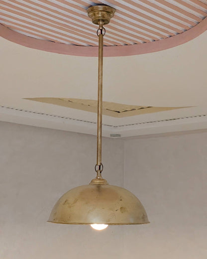 Handmade Brass Pendant Light, Pumphouse Dome Shaped Pendant.