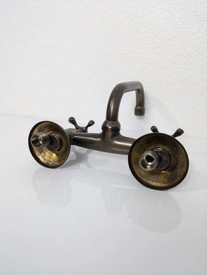Vintage Brass and Blackened Wall-Mount Faucets