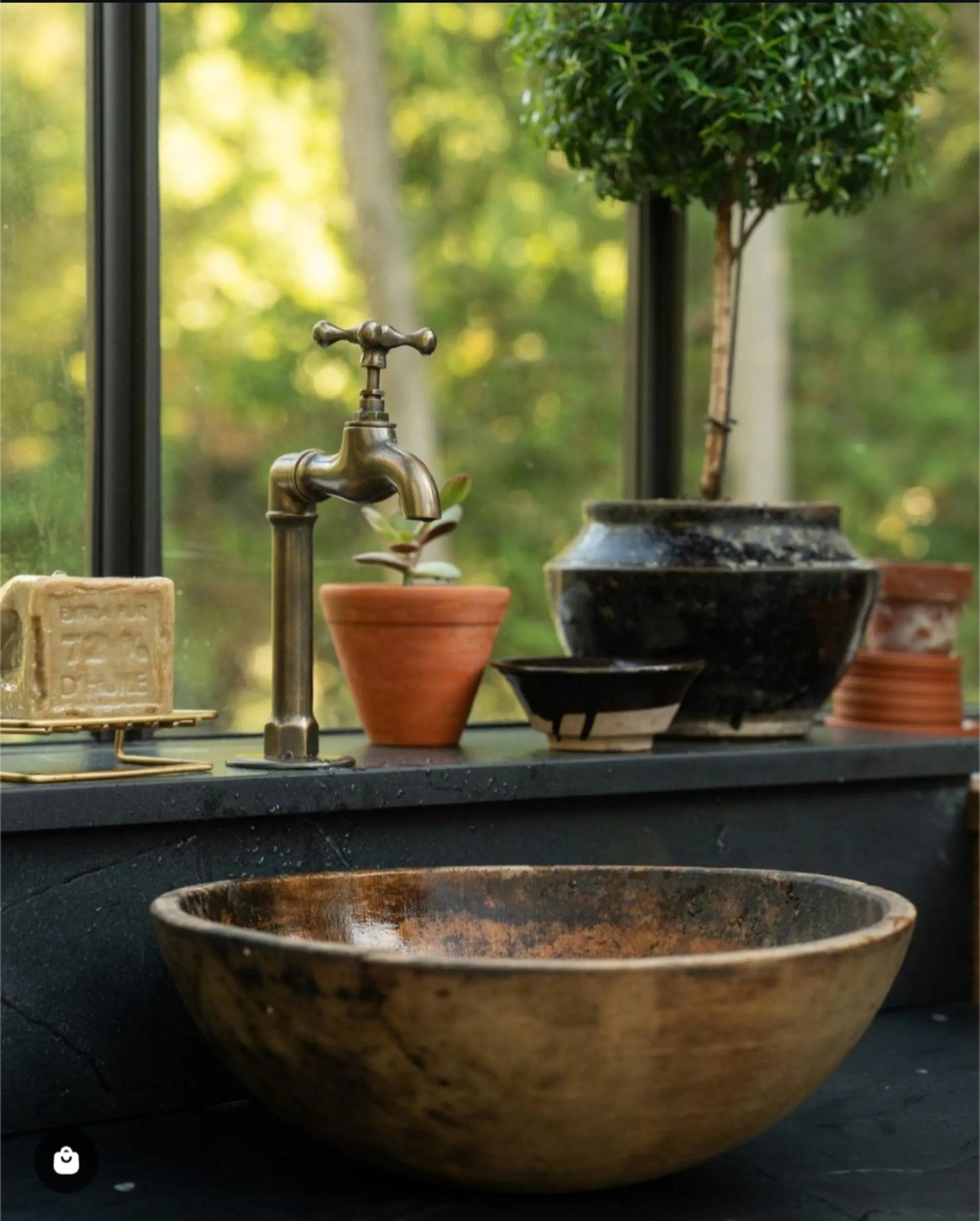 Handmade Brass Kitchen Taps: Moroccan Bib Style, Oil-Rubbed Finish