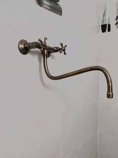 Antique Bronze Dual Control Wall Tap – Swivel Spout
