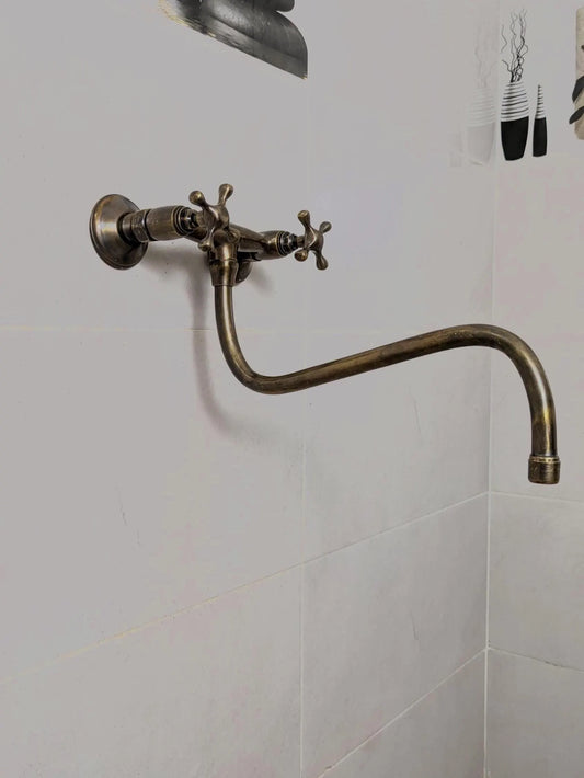 Antique Bronze Dual Control Wall Tap – Swivel Spout