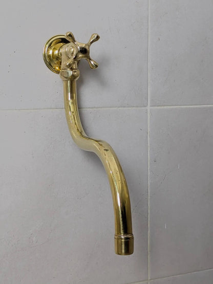 Elegant Brass Wall-Mounted Tap – Long Curved Spout