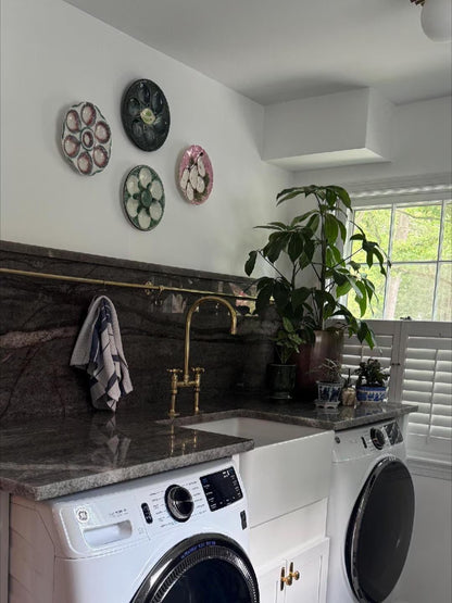 Unlacquered Brass Bridge Kitchen Faucet: Antique Style Cross Handles