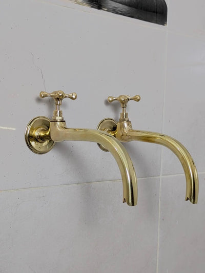 antique brass wall faucets