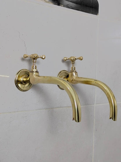 antique brass wall faucets