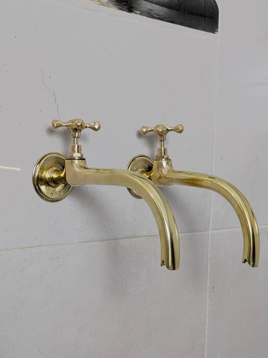 antique brass wall faucets