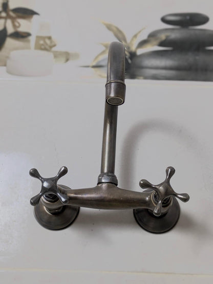 Vintage Brass and Blackened Wall-Mount Faucets
