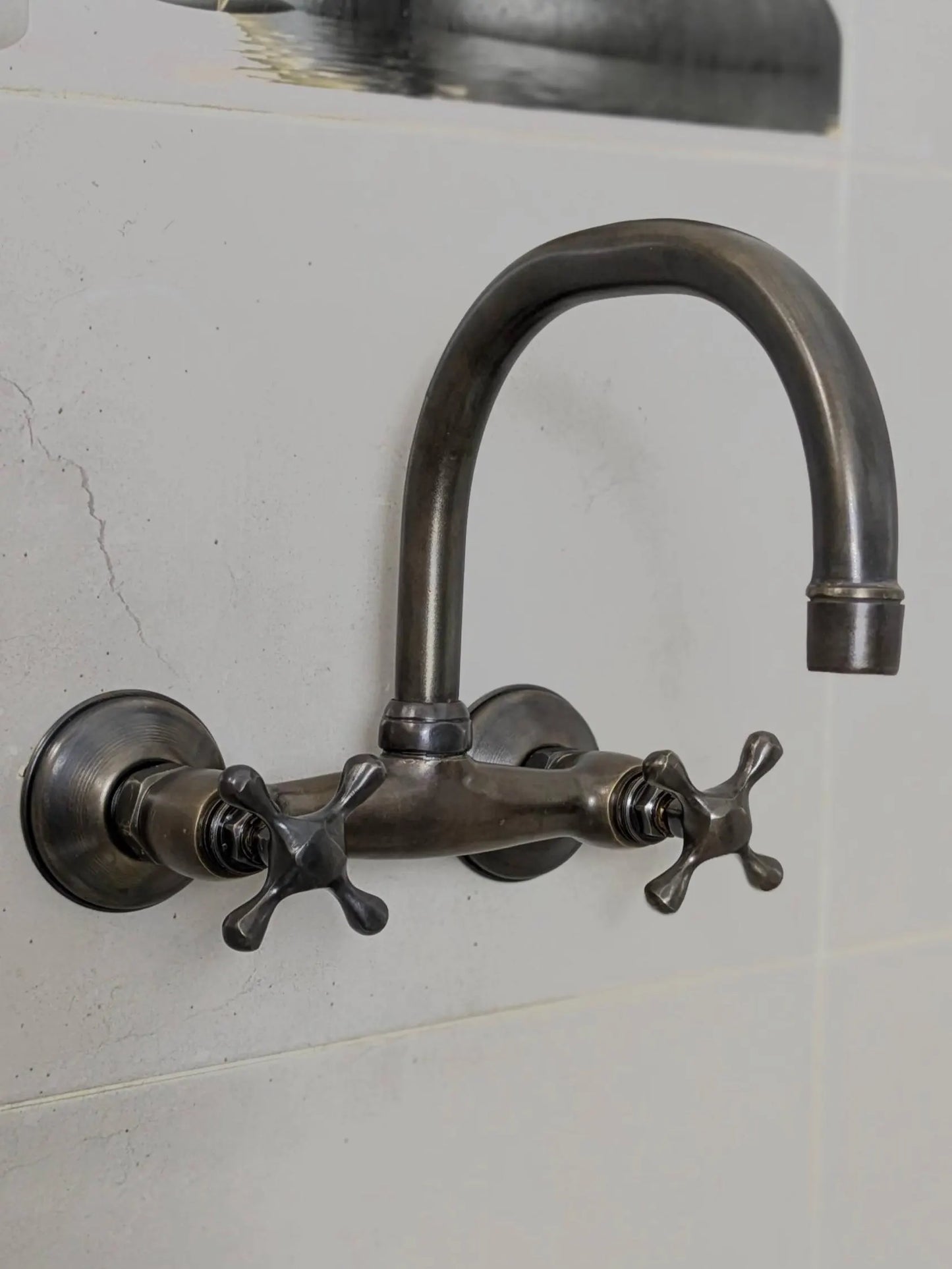 Wall Mounted Kitchen Faucet – Brushed Brass Basin Mixer with Rotating Spout