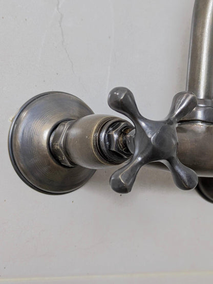 Vintage Brass and Blackened Wall-Mount Faucets