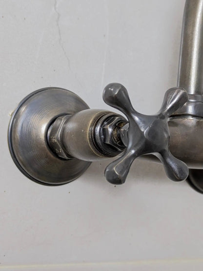 Wall Mounted Kitchen Faucet – Brushed Brass Basin Mixer with Rotating Spout