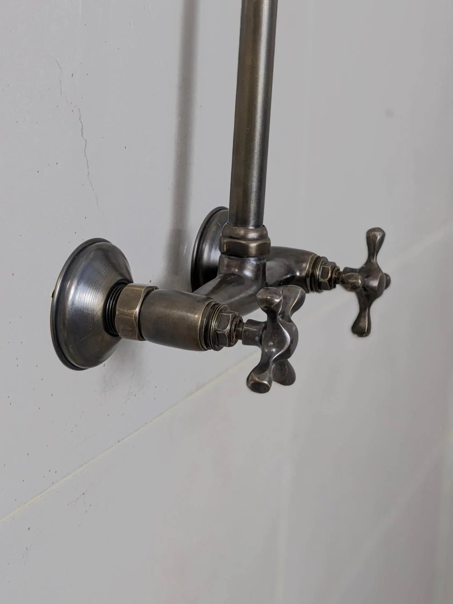 Vintage Brass and Blackened Wall-Mount Faucets