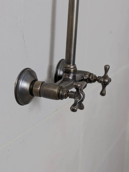 Vintage Brass and Blackened Wall-Mount Faucets