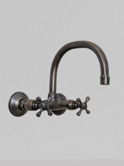 Wall Mounted Kitchen Faucet – Brushed Brass Basin Mixer with Rotating Spout