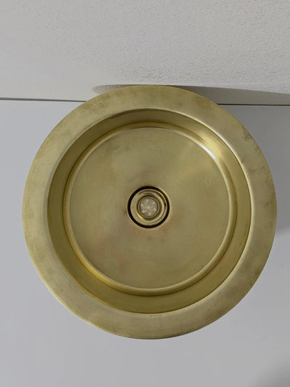 Matte Brass Utility Sink with Minimalist Drain – Brushed Finish