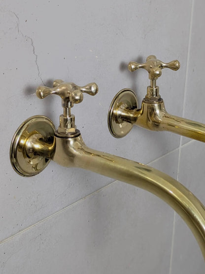 antique brass wall faucets