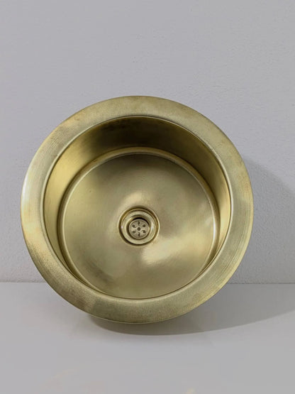 Matte Brass Utility Sink with Minimalist Drain – Brushed Finish
