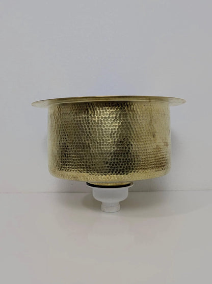 Hand-Hammered Brass Round Sink with Decorative Rim – Golden Finish