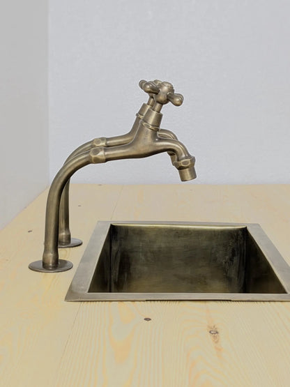 Brushed Brass Pillar Taps – Countertop Sink Faucets Single or Couple