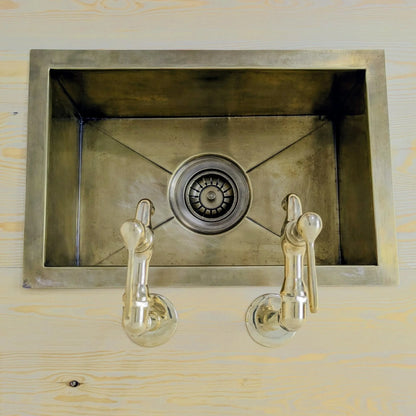Unlacquered Brass Taps, Countertop Kitchen Pillar Taps.