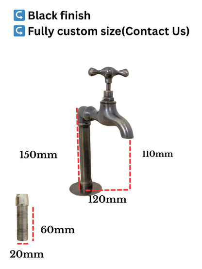 Handmade Brass Kitchen Taps: Moroccan Bib Style, Oil-Rubbed Finish