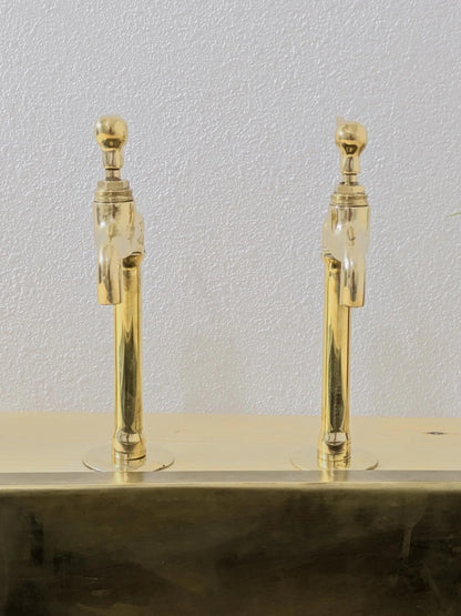 Unlacquered Brass Taps, Countertop Kitchen Pillar Taps.