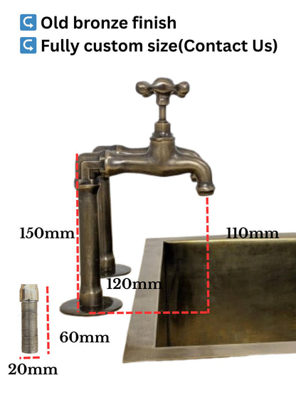 Brass Pillar Taps – Rustic Sink Pair – Old Bronze  Finish
