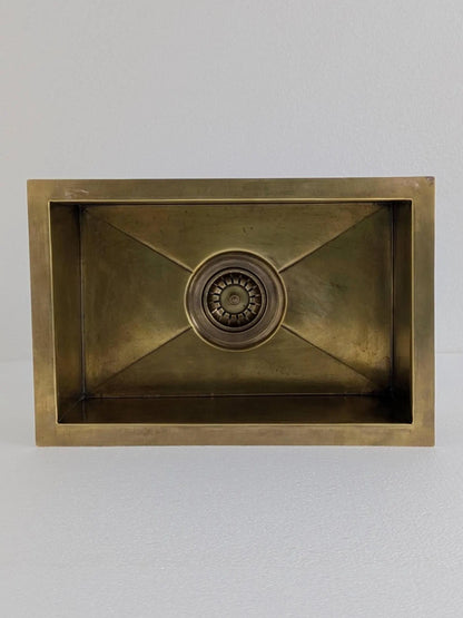 Brushed Brass Undermount Bar Sink: Rectangular Bathroom Kitchen Sink