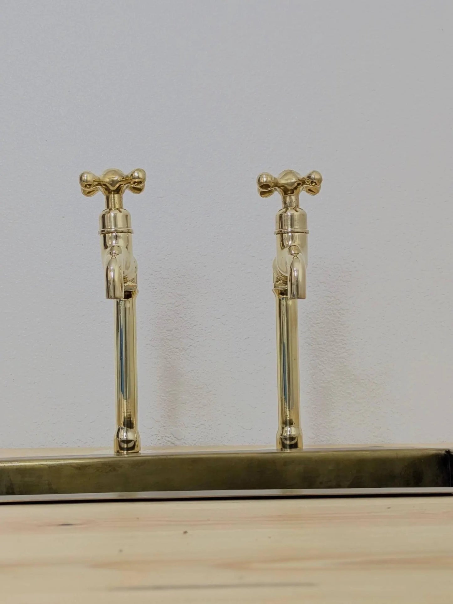 Unlacquered Brass Taps – Twin Sink Faucets, Hot and Cold Water with different handle options