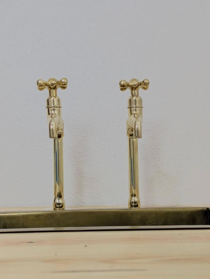Unlacquered Brass Taps – Twin Sink Faucets, Hot and Cold Water with different handle options