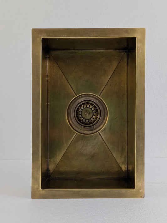 Brushed Brass Undermount Bar Sink: Rectangular Bathroom Kitchen Sink
