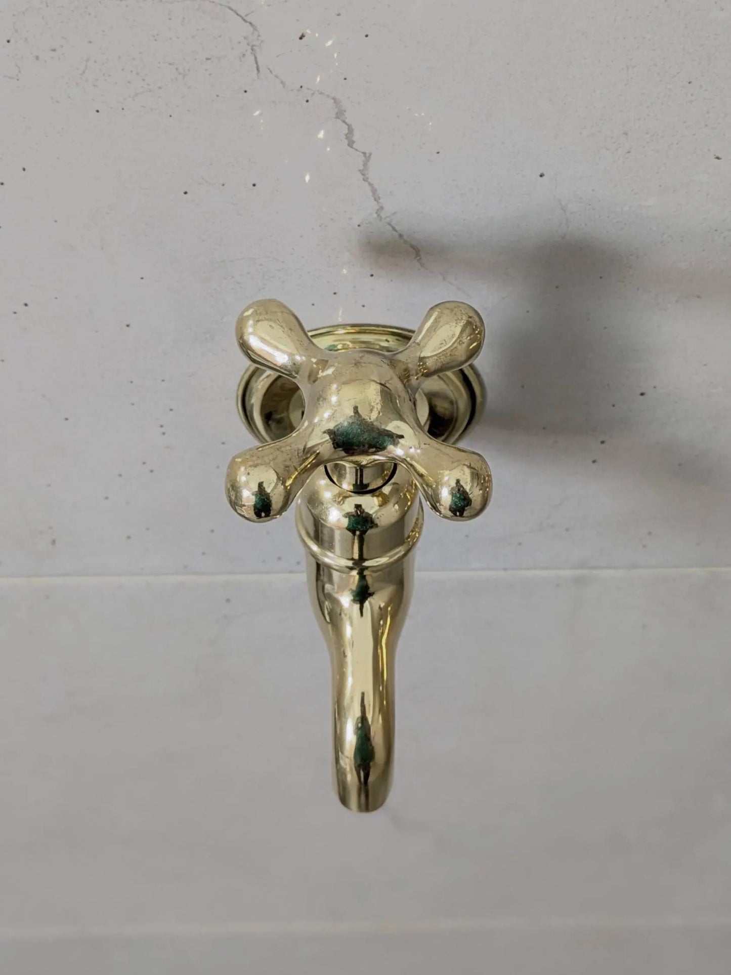 Unlacquered Brass Wall-Mounted Faucets: Vintage Bib Taps, Indoor Outdoor Use.
