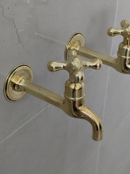 Unlacquered Brass Wall-Mounted Taps – Unlacquered Spigot Faucet for Indoor or Outdoor Use
