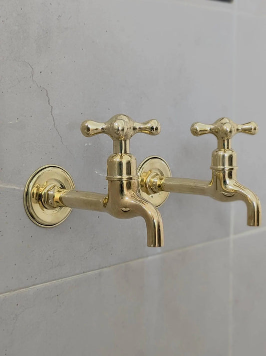 Unlacquered Brass Wall-Mounted Taps – Unlacquered Spigot Faucet for Indoor or Outdoor Use