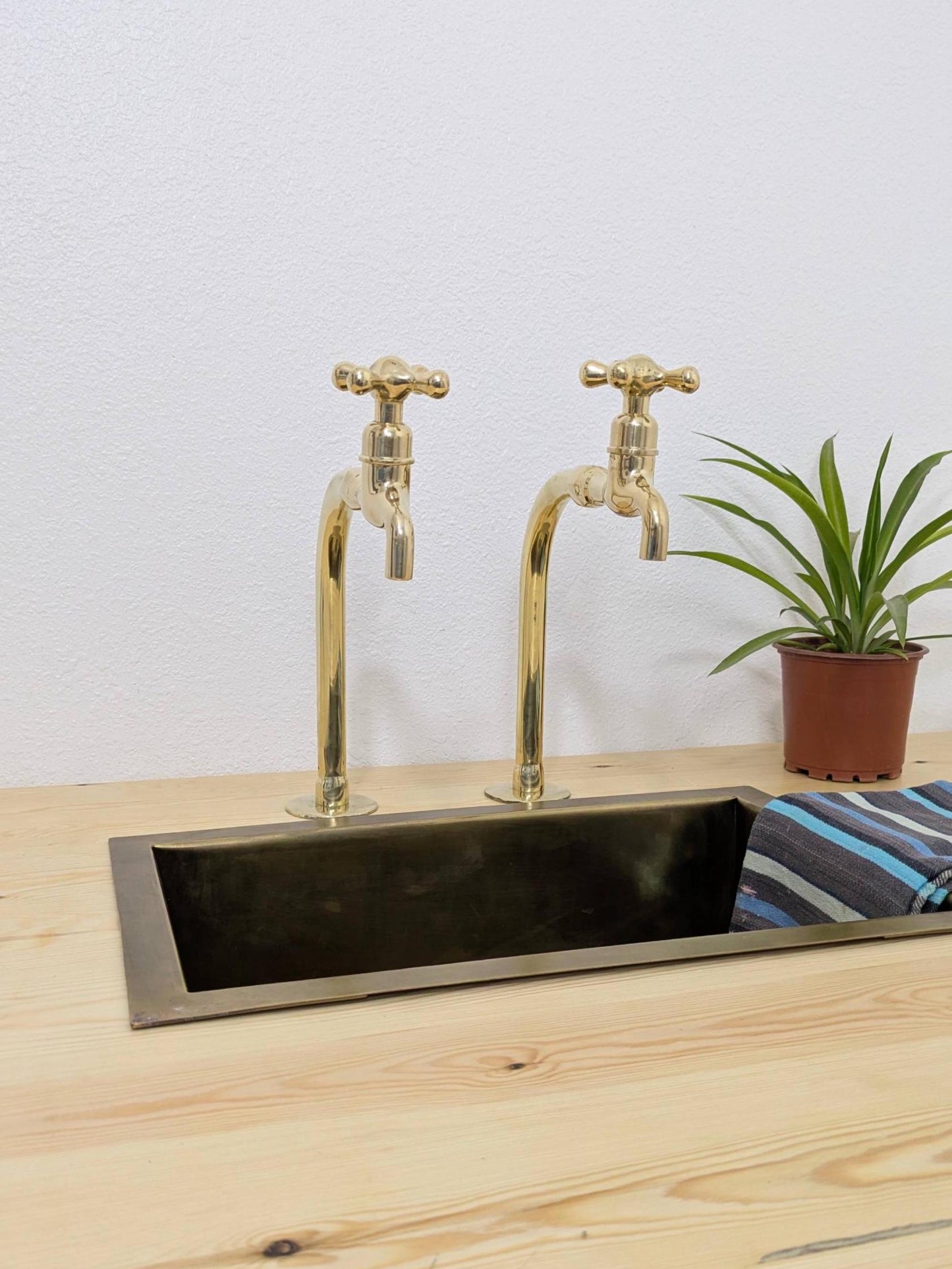 Unlacquered Brass Bib Faucets: Antique Pillar Taps, Custom Size