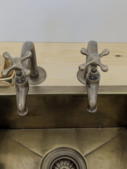 Handmade Brushed Brass Pillar Sink Faucets - French Style 17cm high - Custom size.