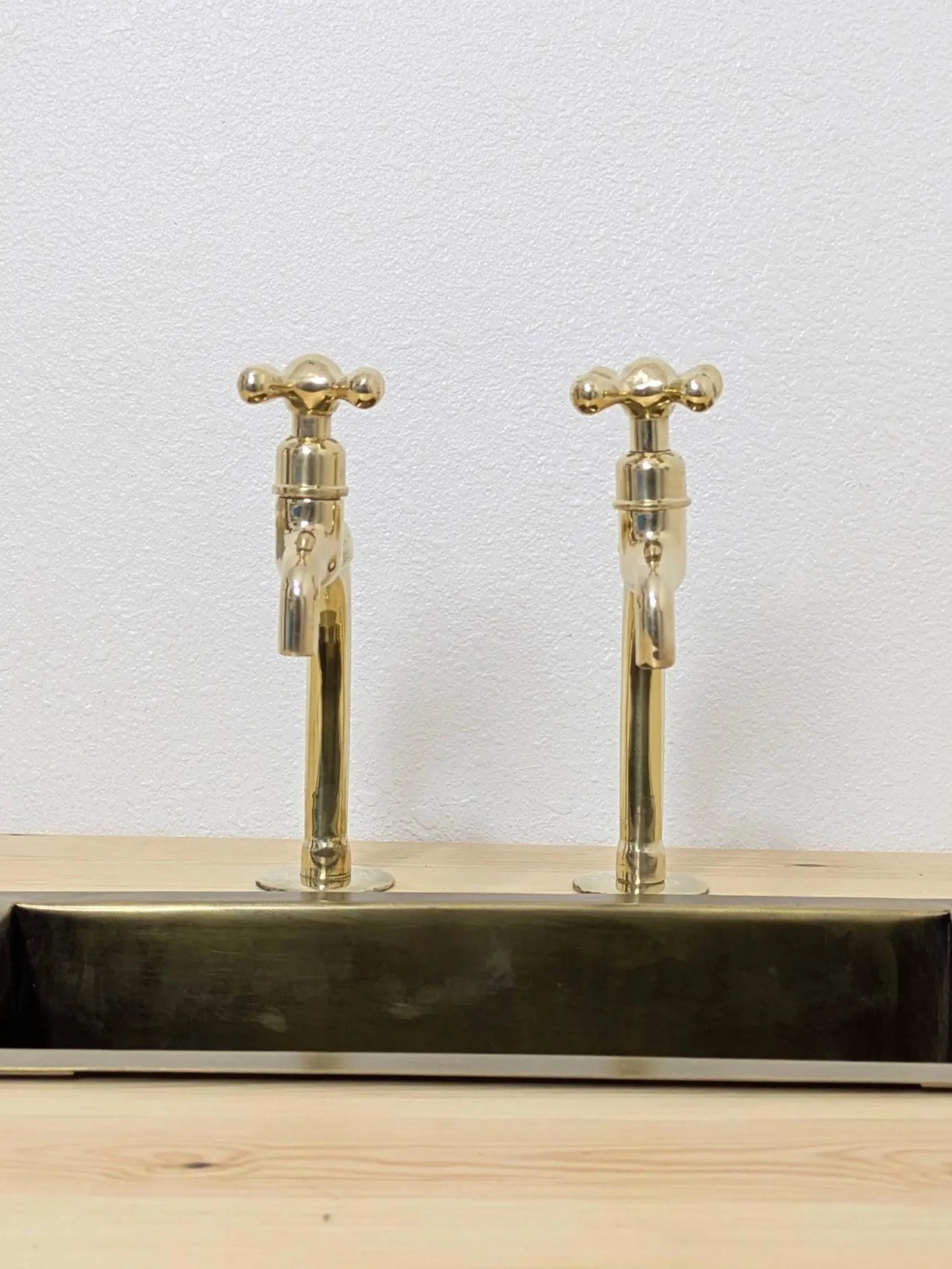 Unlacquered Brass Pillar Taps –  kitchen, Bathroom Brass Faucet Set.