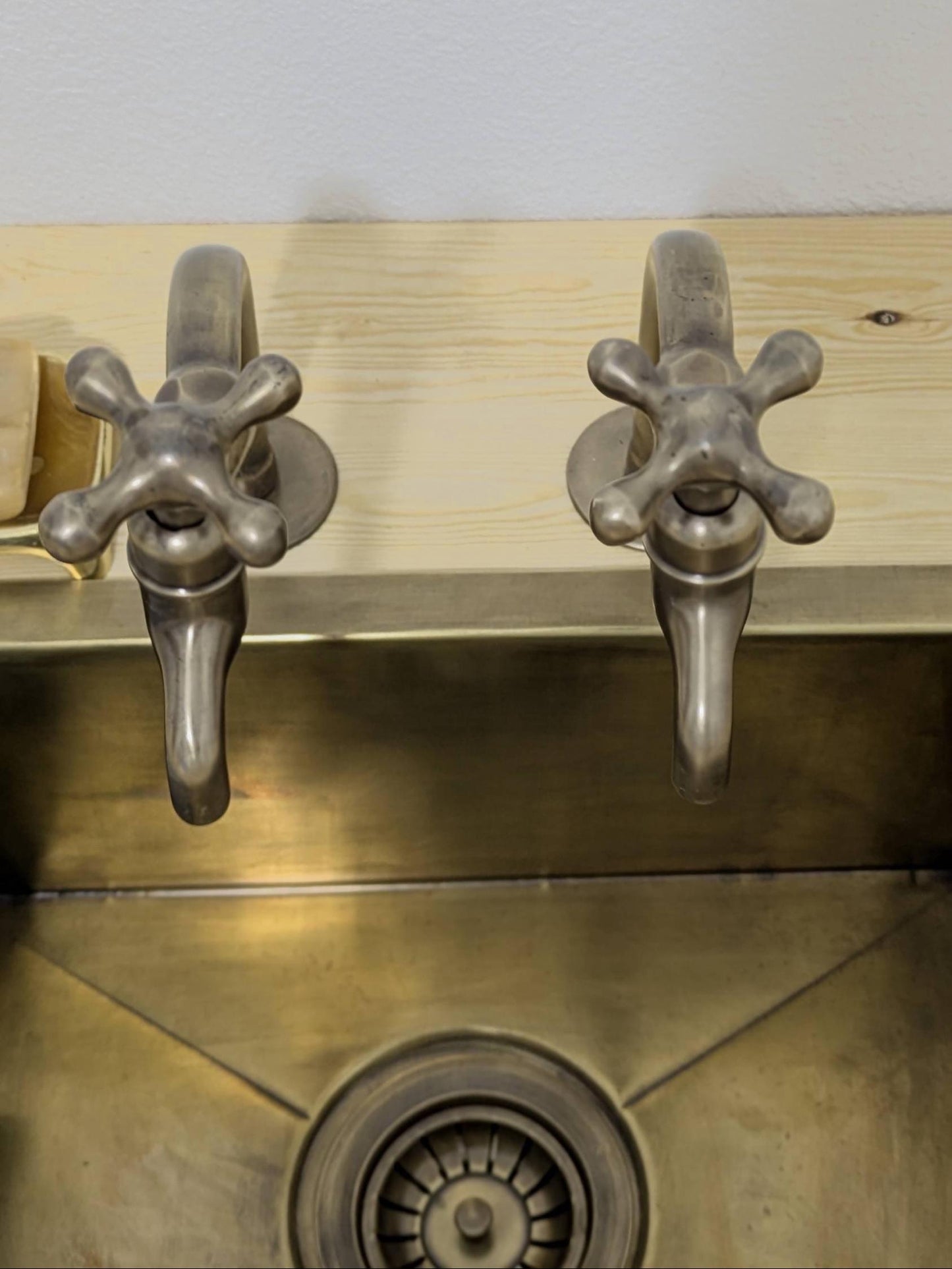 Brushed Brass Pillar Taps – Solid Brass Faucet Set
