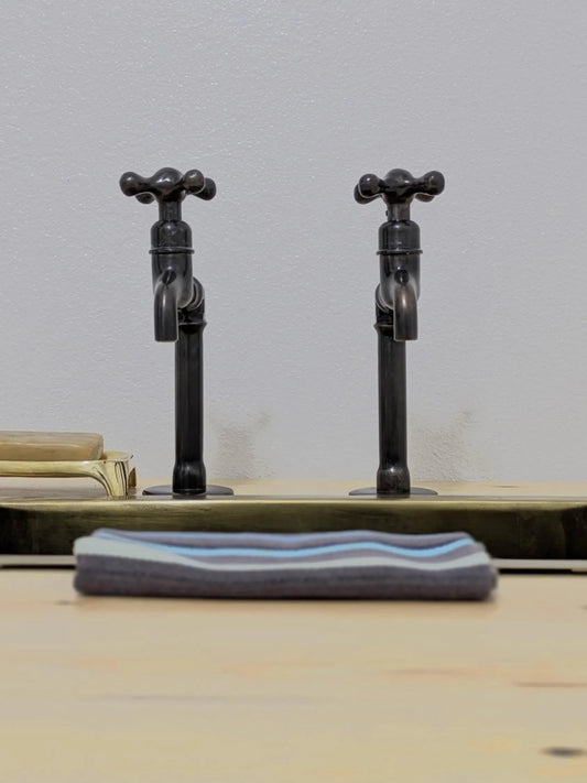 Handmade Brass Kitchen Taps: Moroccan Bib Style, Oil-Rubbed Finish