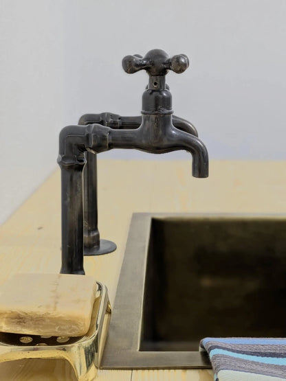 Handmade Brass Kitchen Taps: Moroccan Bib Style, Oil-Rubbed Finish