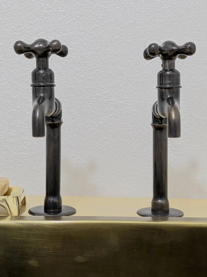 Handmade Brass Kitchen Taps: Moroccan Bib Style, Oil-Rubbed Finish