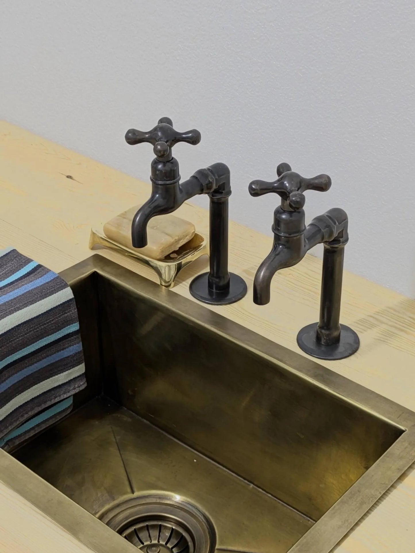 Handmade Brass Kitchen Taps: Moroccan Bib Style, Oil-Rubbed Finish