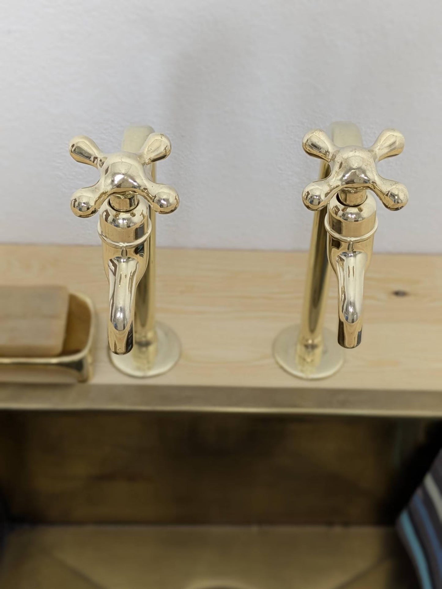 Unlacquered Brass Bib Faucets: Tall Countertop Brass Pillar Taps
