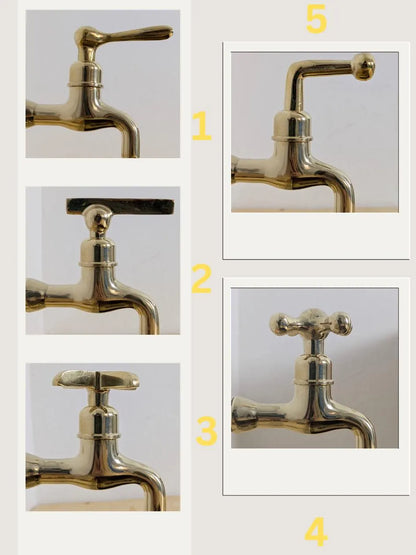 Unlacquered Brass Pillar Taps –  kitchen, Bathroom Brass Faucet Set.