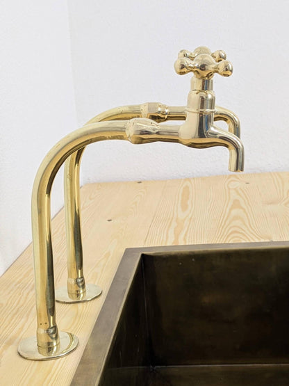 Unlacquered Brass Bib Faucets: Antique Pillar Taps, Custom Size