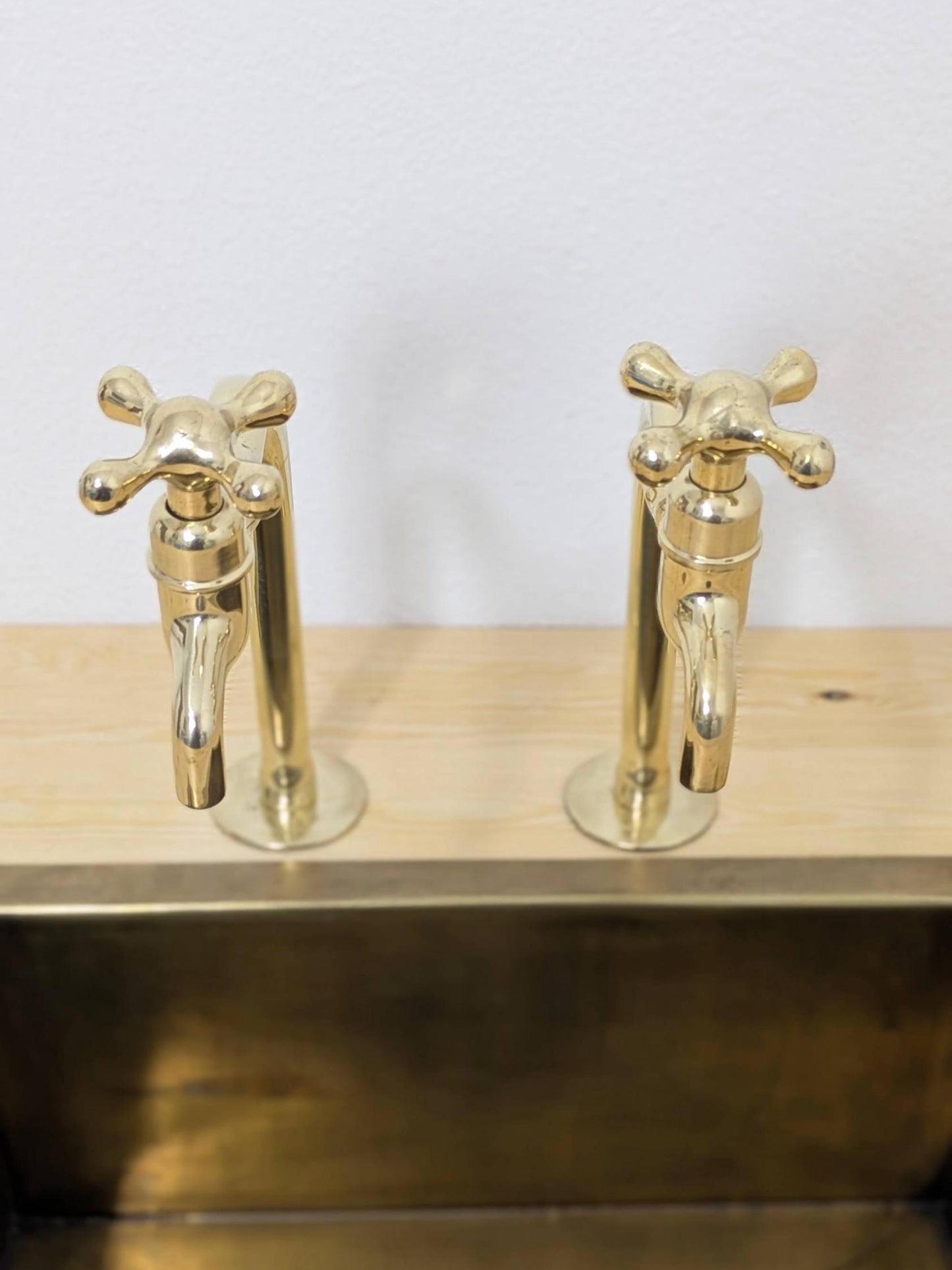 Unlacquered Brass Bib Faucets: Antique Pillar Taps, Custom Size