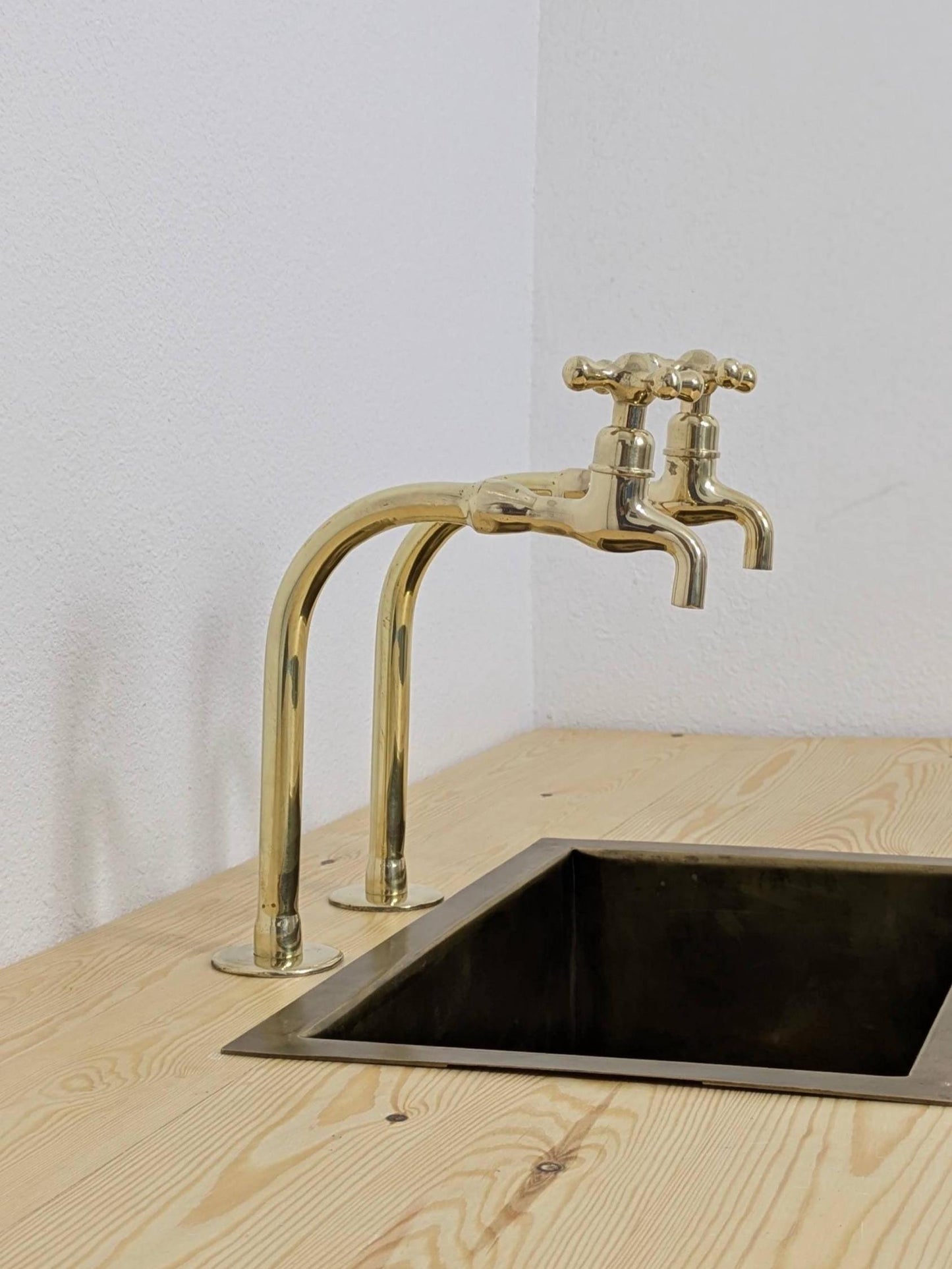 Unlacquered Brass Bib Faucets: Antique Pillar Taps, Custom Size
