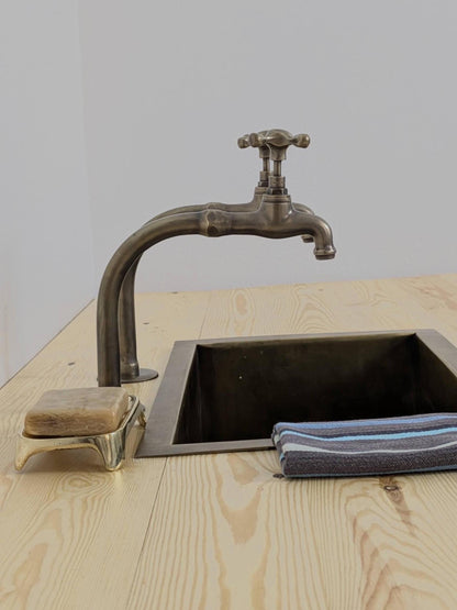 Handmade Brushed Brass Pillar Sink Faucets - French Style 17cm high - Custom size.