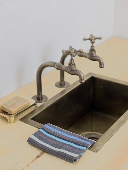 Handmade Brushed Brass Pillar Sink Faucets - French Style 17cm high - Custom size.