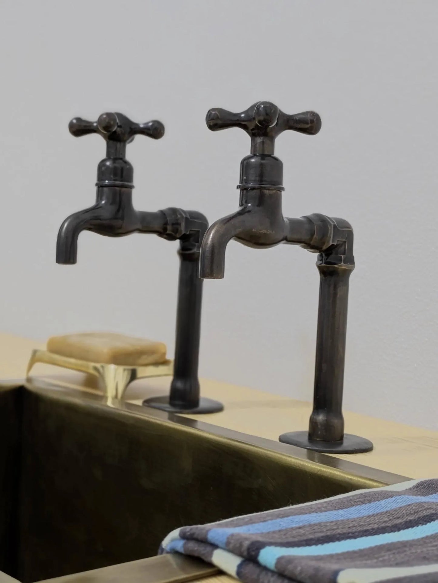 Handmade Brass Kitchen Taps: Moroccan Bib Style, Oil-Rubbed Finish